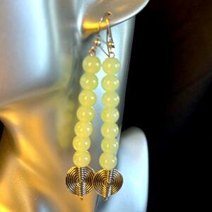 Light green stone dangle earrings